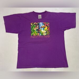 VINTAGE Rainforest Rescue Campaign Graphic T-shirt Men Large 90s Single Stitch